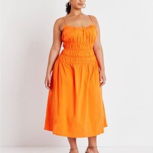 Tanya Taylor Bright Orange Midi Dress